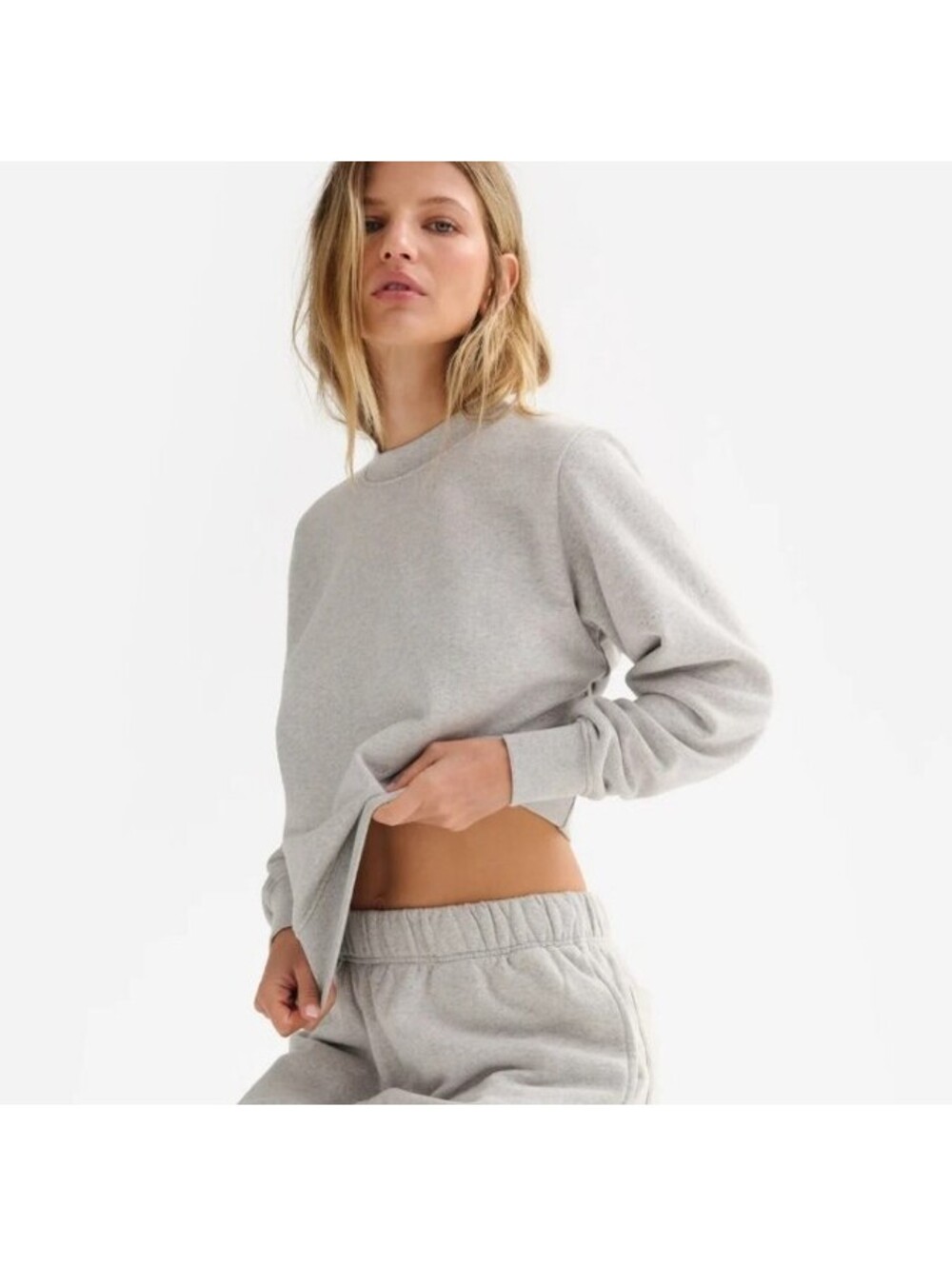 Mate The Label Organic Fleece Shrunken Crew Neck Sweatshirt